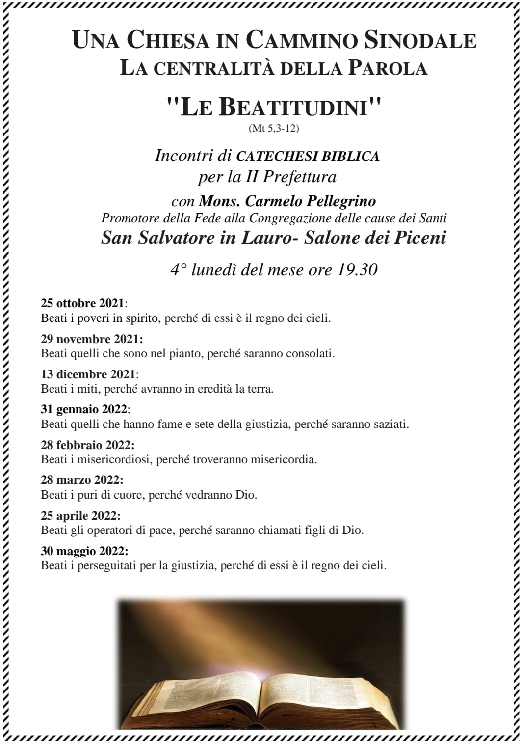 Cammino sinodale incontri sulle Beatitudini
